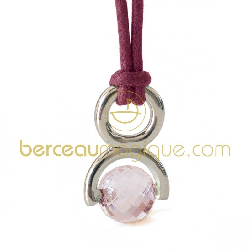 Pendentif Rolling Stone Quartz rose (Argent) Mikado