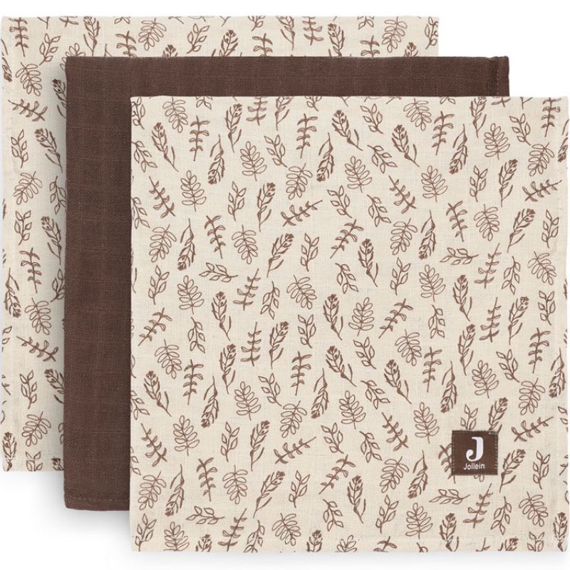 Lot de 3 langes en mousseline de coton Meadow Chestnut (70 x 70 cm) Jollein
