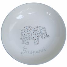 Assiette creuse Elephant gris personnalisable  par Laetitia Socirat