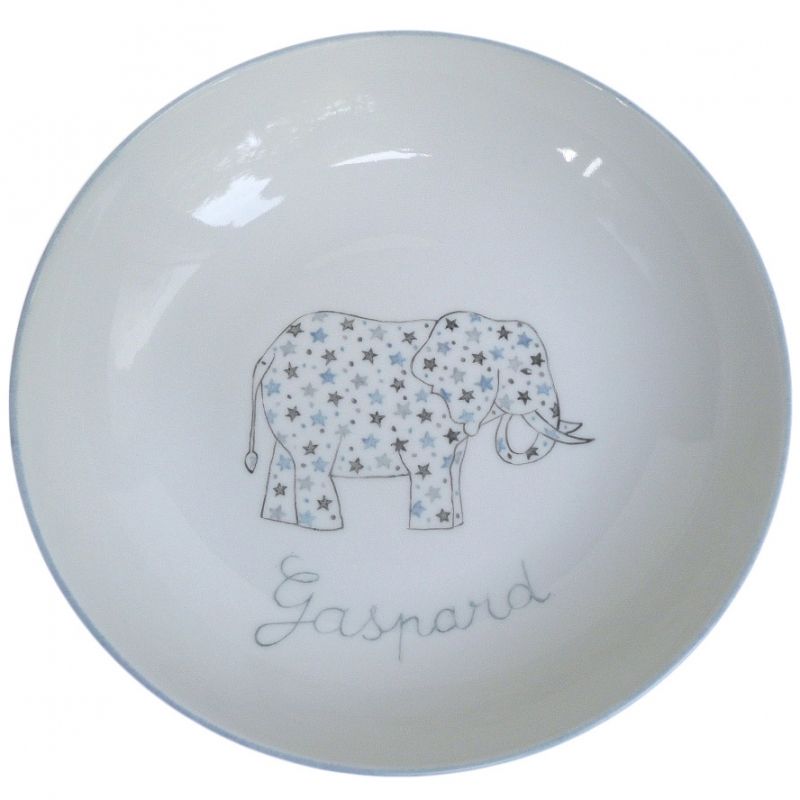 Assiette creuse Elephant gris personnalisable Laetitia Socirat