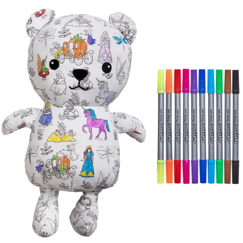 Ours en Peluche à colorier lavable et réutilisable Conte de fées avec 10 feutres (25 cm) Eatsleepdoodle Produit 1
