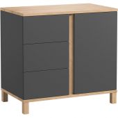 Commode 1 porte, 3 tiroirs Altitude graphite/bois