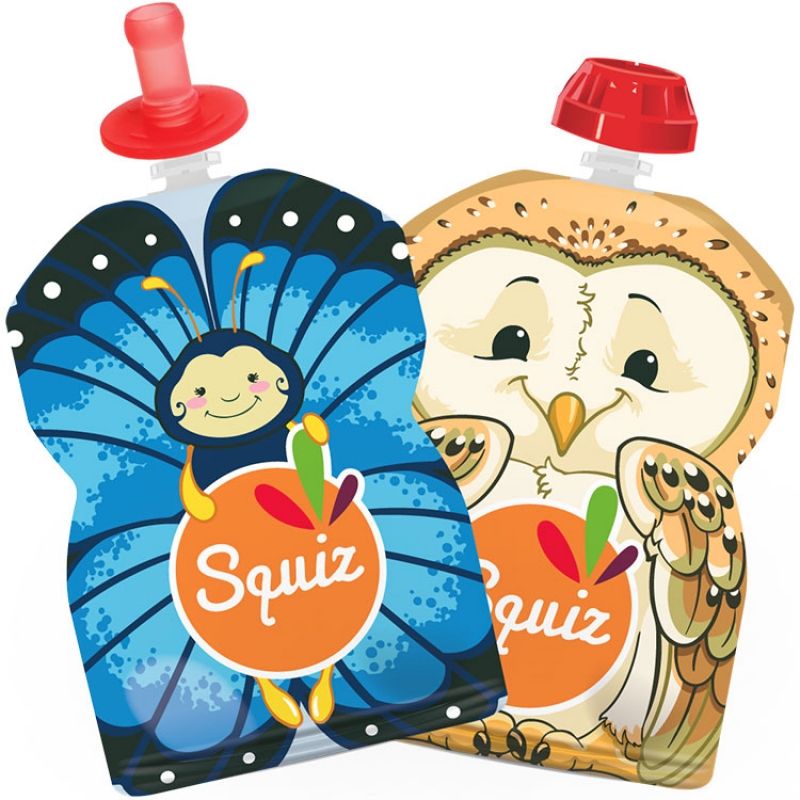 Lot de 2 gourdes réutilisables Bébé nature + embout (90 ml) Squiz
