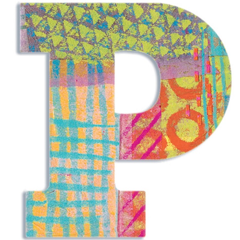 Lettre P en bois Paon Djeco