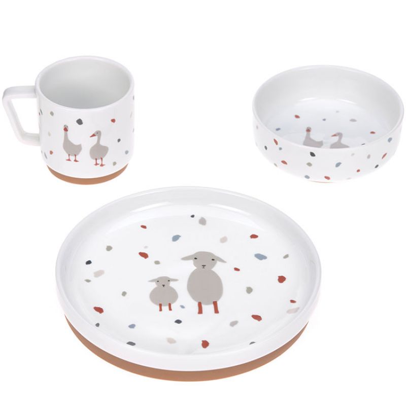 Coffret repas en porcelaine Tiny Farmer mouton et oie - Reconditionné Lässig