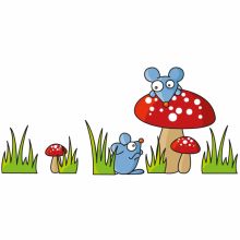 Stickers muraux 2 souris et champignons  par Série-Golo
