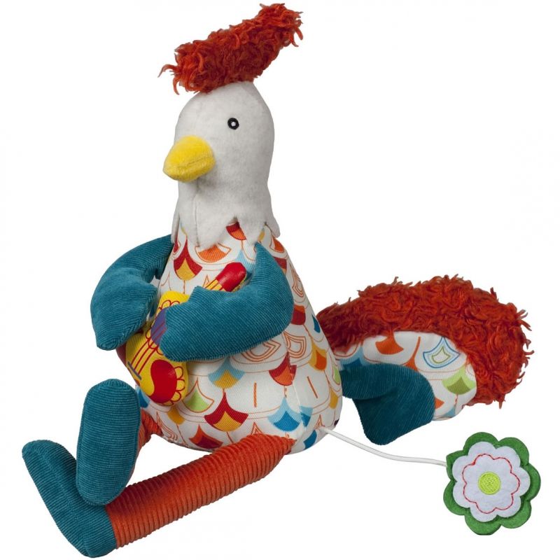 Peluche musicale Bob le coq La Happy Farm (30 cm) Ebulobo