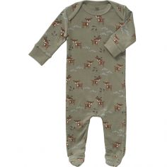 Pyjama en coton bio Deer olive (6-12 mois : 67 à 74 cm) - Fresk