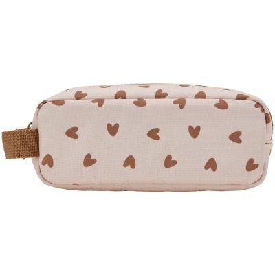 Trousse double compartiment Cœurs Marron