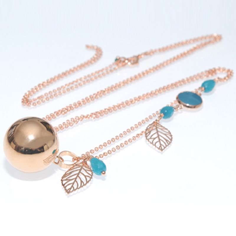 Bola sur chaîne Dolce avec éléments bleus (plaqué or rose) Nativee