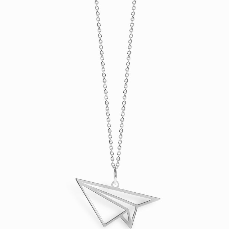 Collier chaîne 40 cm pendentif Origami avion 20 mm (argent 925°) Coquine