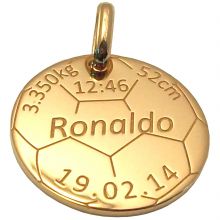 Médaille de naissance football personnalisable (or jaune 375°)  par Alomi