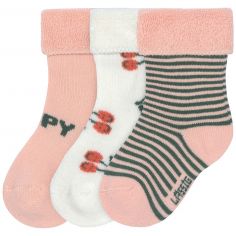 Lot de 3 chaussettes Terry Cerise pêche (taille 12-15) - Lässig 