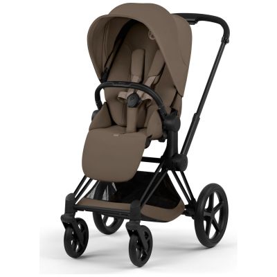 Duo PRIAM 2026 Poussette tout-terrain avec nacelle pliable et Châssis Matt Black Coconut Brown