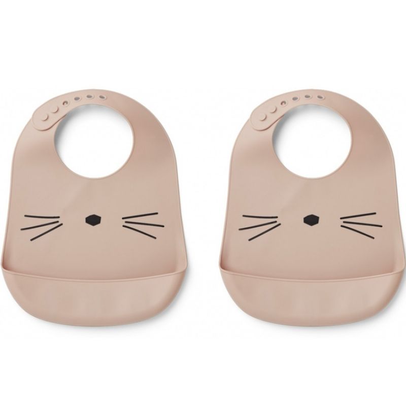 Lot de 2 bavoirs en silicone Tilda Cat rose Liewood Produit 1 grande taille