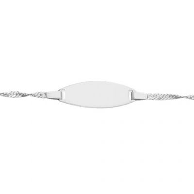 Gourmette bébé plaque tonneau (or blanc 750°) Berceau magique bijoux