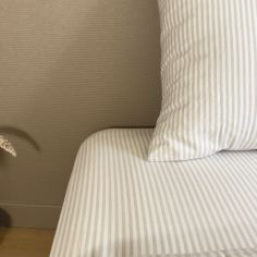 Drap housse en percale de coton Rayé Lin (80 x 160 cm)