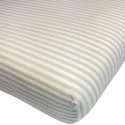 Drap housse en percale de coton Rayé Lin (80 x 160 cm) Kadolis
