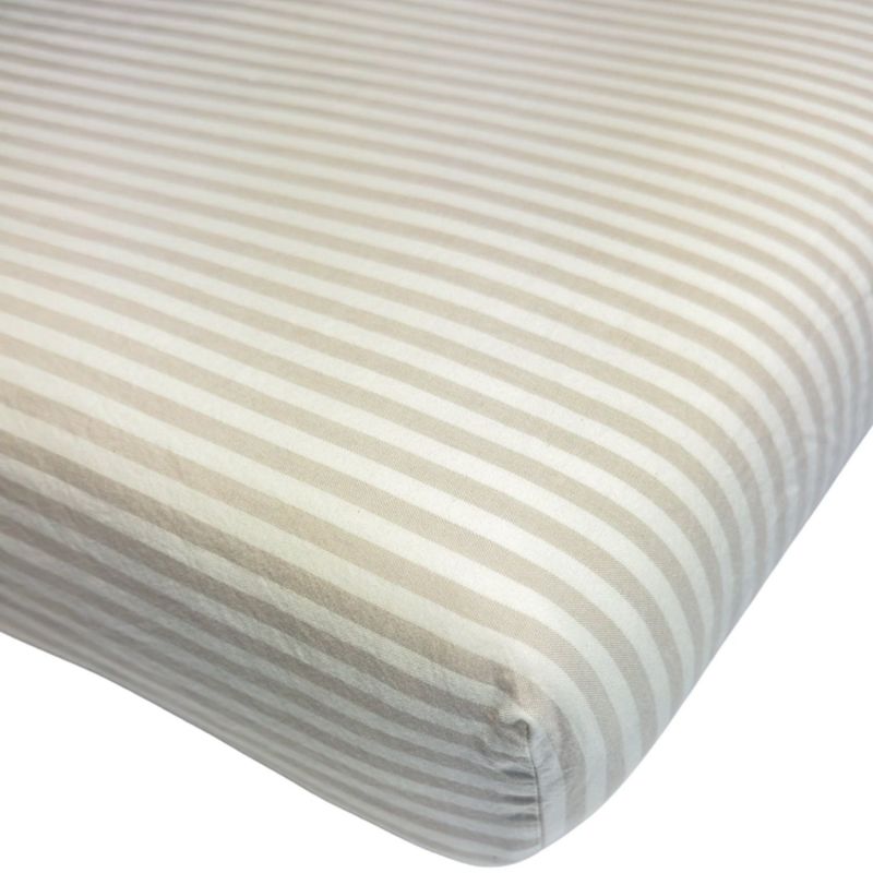 Drap housse en percale de coton Rayé Lin (80 x 160 cm) Kadolis Produit 1