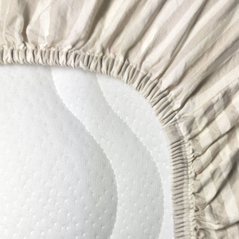 Drap housse en percale de coton Rayé Lin (80 x 160 cm) Kadolis Produit 3