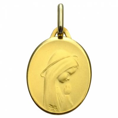 Premiers Bijoux - Médaille ovale Vierge priante 17 mm (or jaune 750°)