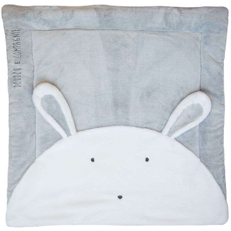 Tapis de jeu Tapidou lapin gris (100 x 100 cm) Doudou et Compagnie