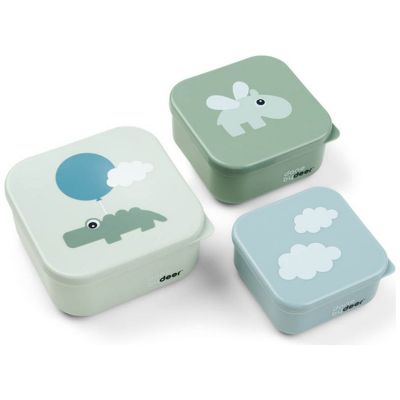 Lot de 3 boîtes à goûter Happy clouds vert (0,54 L)