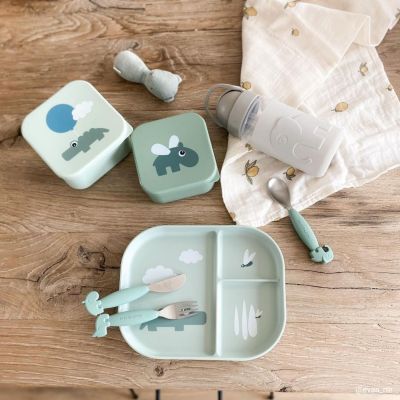 Lot de 3 boîtes à goûter Happy clouds vert (0,54 L)