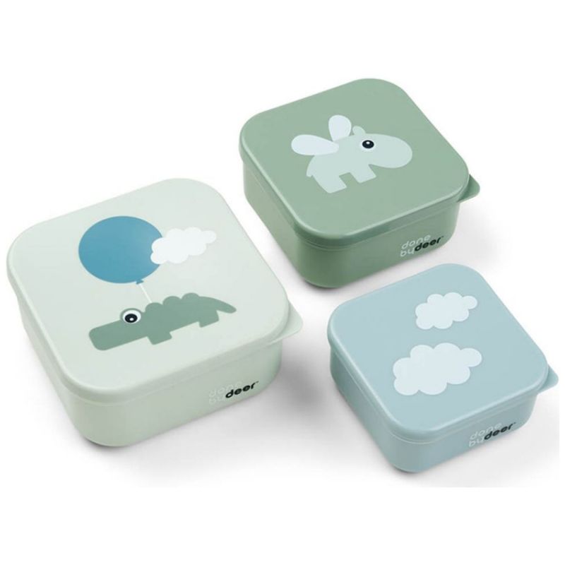Lot de 3 boîtes à goûter Happy clouds vert (0,54 L) Done by Deer Produit 1