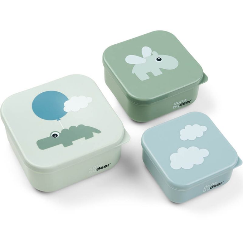 Lot de 3 boîtes à goûter Happy clouds vert Done by Deer Produit 1 grande taille