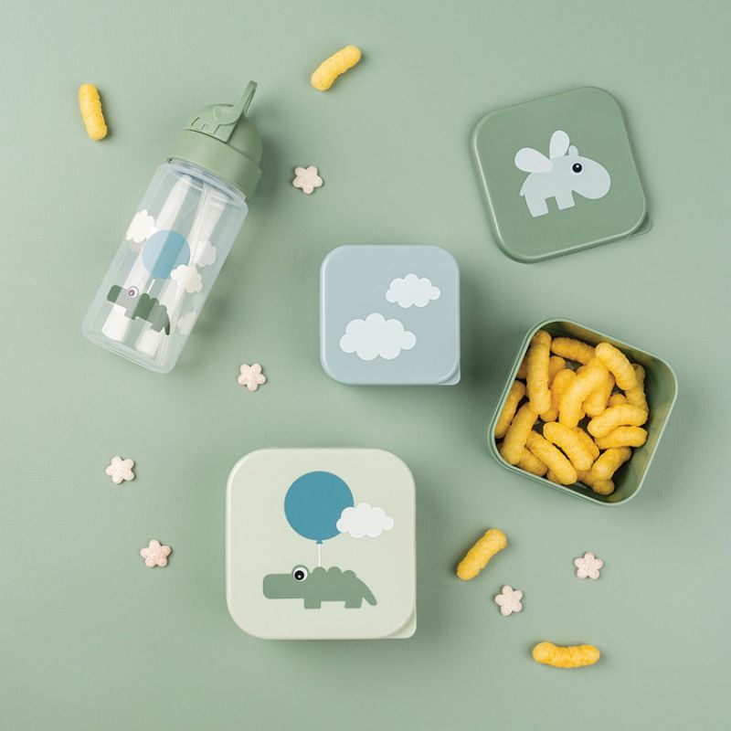 Lot de 3 boîtes à goûter Happy clouds vert (0,54 L) Done by Deer Ambiance 5