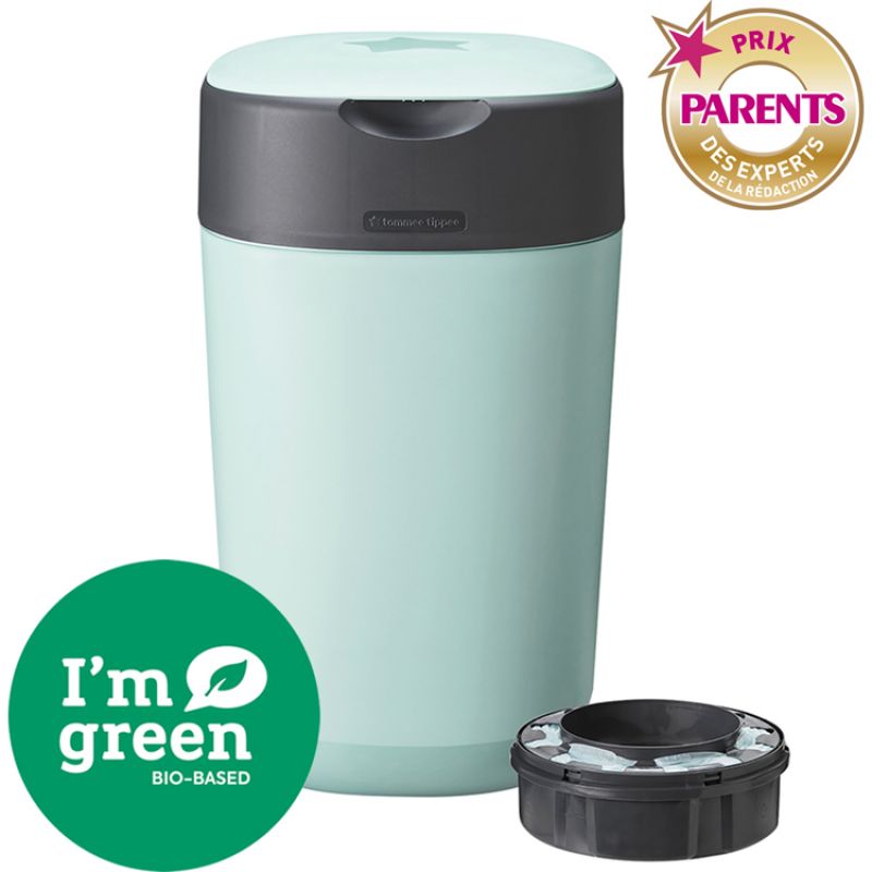 Poubelle à couches Twist & click verte + 1 recharge Tommee Tippee