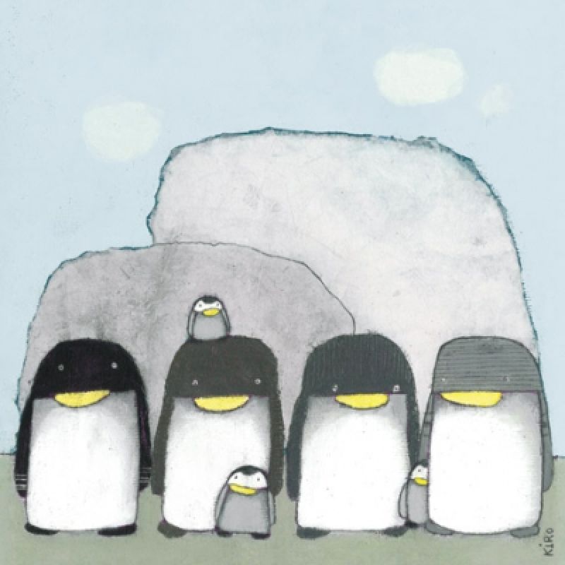 Tableau Famille pingouins by Kiro (30 x 30 cm) Lilipinso