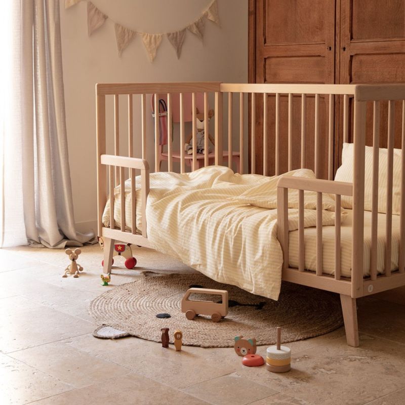 Housse de couette en percale de coton Rayé Tournesol (75 x 120 cm) Kadolis Ambiance 6