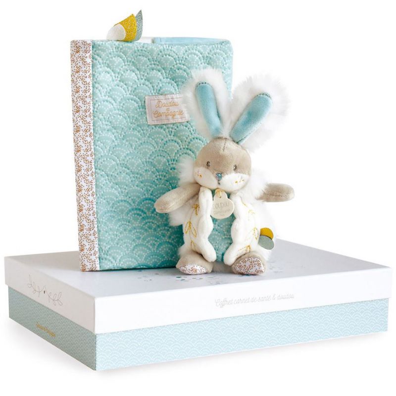 Coffret cadeau naissance vert amande Lapin de sucre Doudou et Compagnie