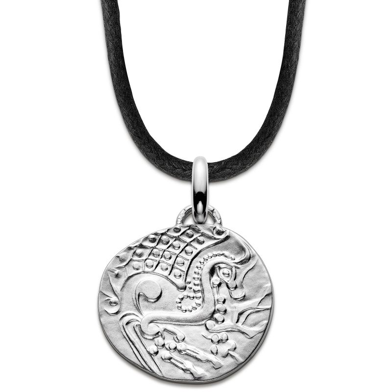 Collier cordon noir Cheval Gaulois 18 mm (argent 950°) Monnaie de Paris