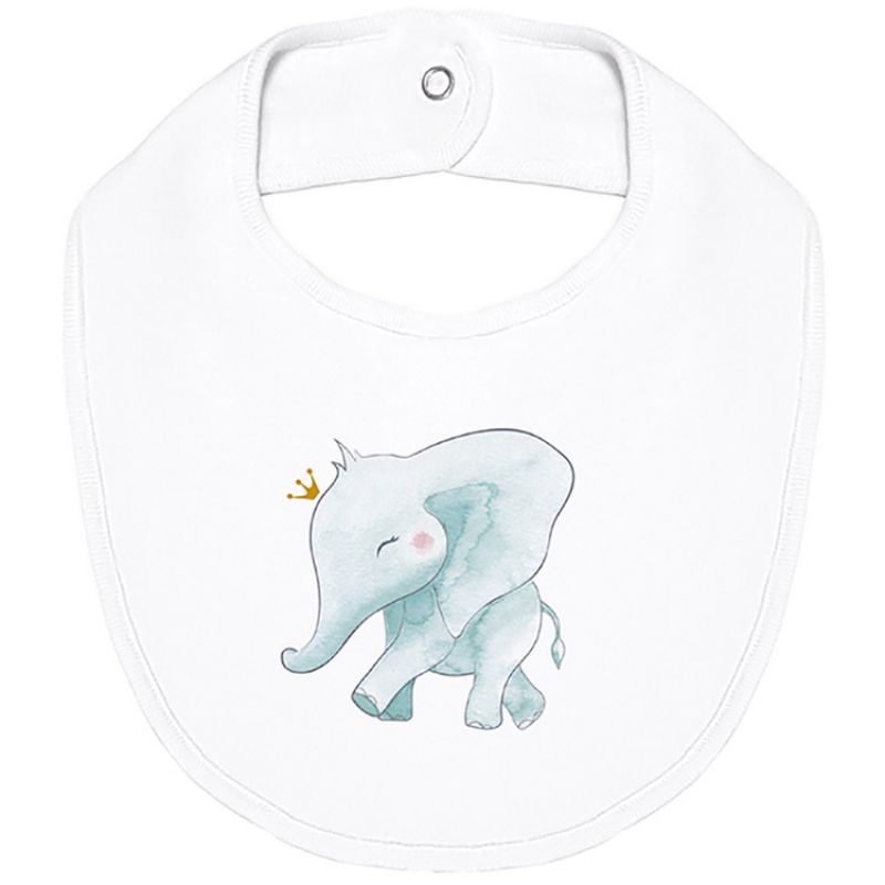 Bavoir à pression en coton bio Éléphant Les enfants rois