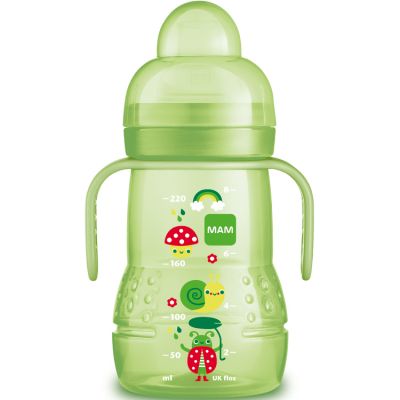 Biberon de transition escargot vert - débit 3 rapide (220 ml) MAM