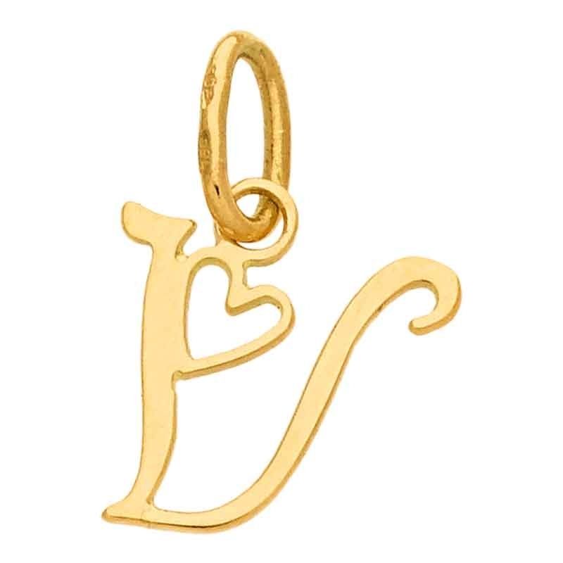 Pendentif initiale V (or jaune 750°) Berceau magique bijoux