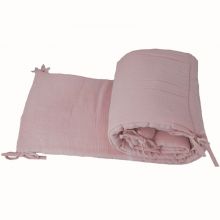 Tour de lit en mousseline de coton rose (pour lits 60 x 120 cm)  par Luciole et Cie