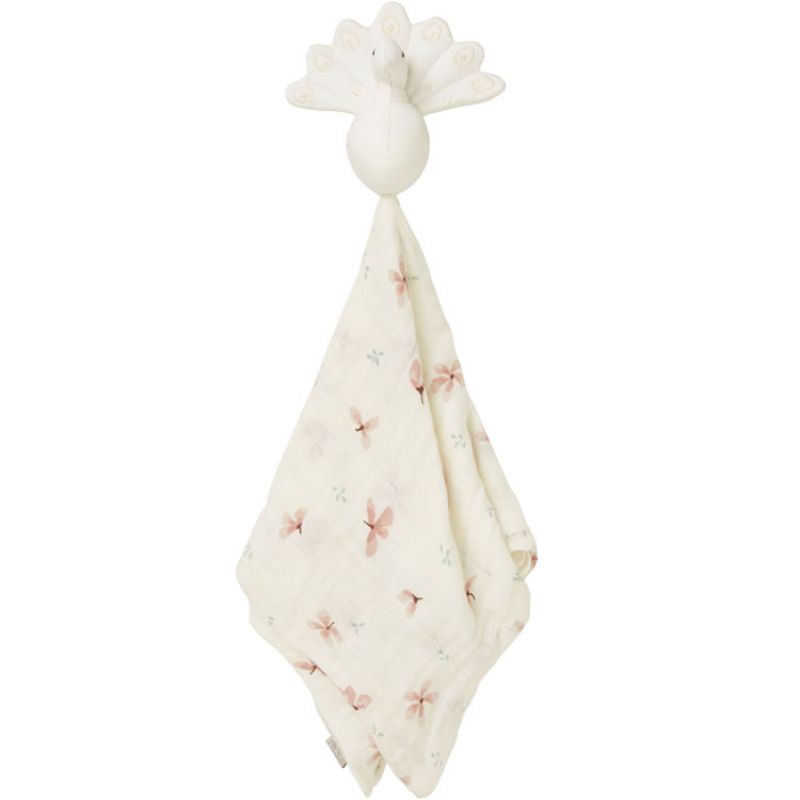 Doudou plat en coton bio Paon Windflower Creme Cam Cam Copenhagen