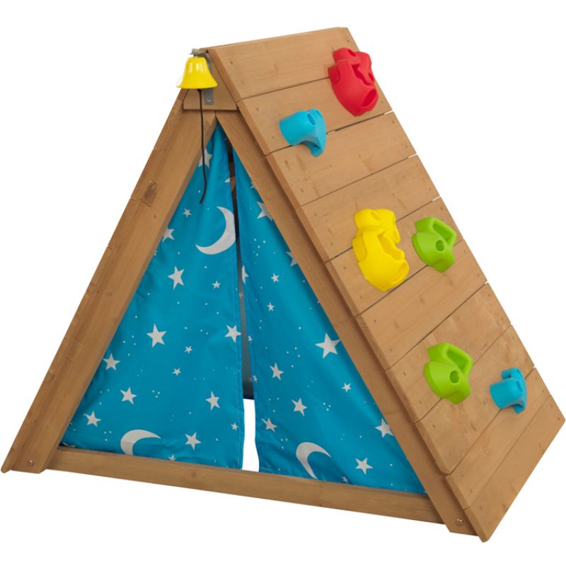 Jeu structure triangulaire cachette et pente d'escalade en bois KidKraft