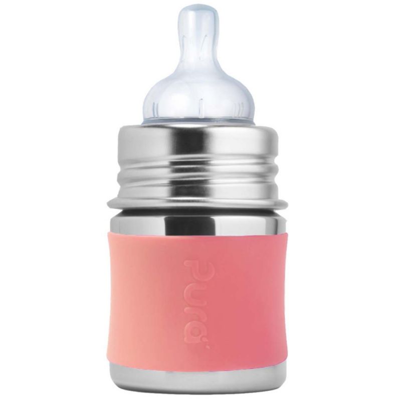 Biberon évolutif en inox Rose (150 ml) Pura