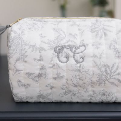 Trousse de toilette Toile de Jouy gris