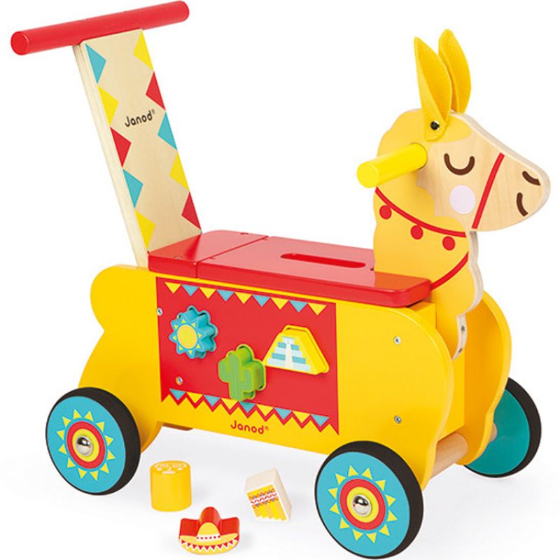 Porteur avec boîte à formes lama Janod