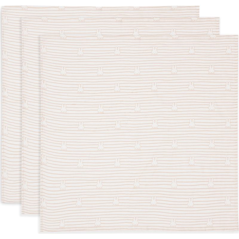 Lot de 3 langes en coton Miffy Stripe Biscuit (70 x 70 cm) Jollein