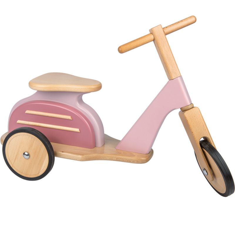 Draisienne Scooter en bois rose Moulin Roty