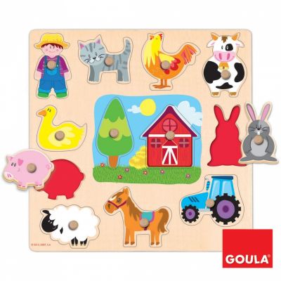 Puzzle Animaux, fermier et tracteur de la ferme (12 pièces) Goula