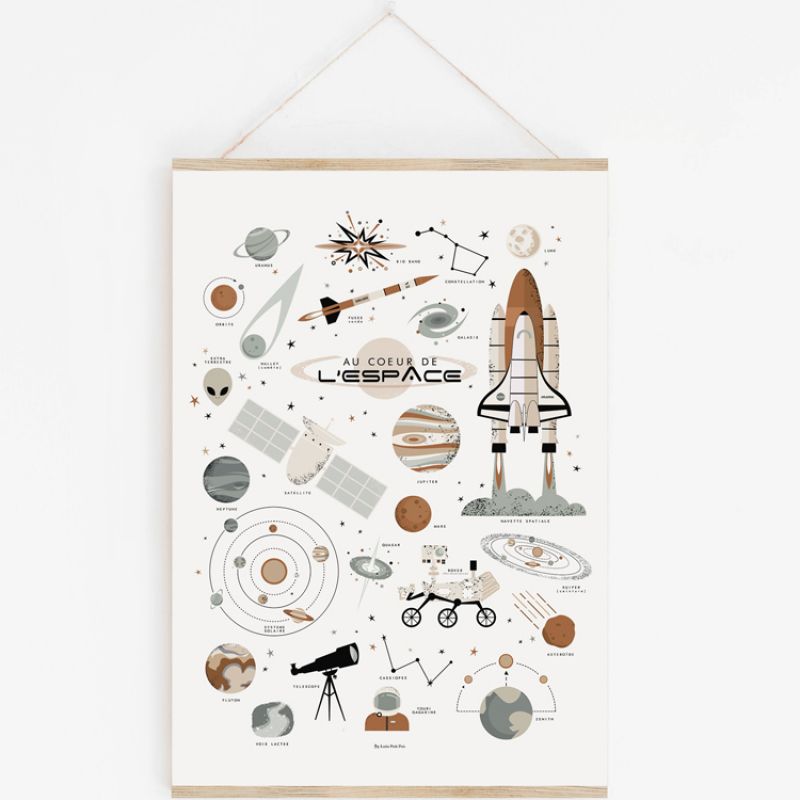 Affiche A2 Au coeur de l'espace avec support Lutin Petit Pois