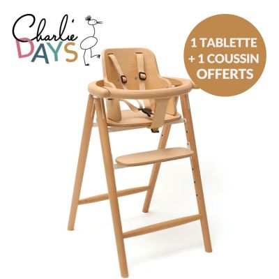 Pack 1 chaise Tobo Natural + 1 baby set + 1 tablette + 1 coussin Farrow  par Charlie Crane